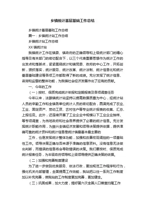 乡镇统计基层基础工作总结