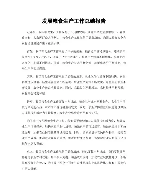 发展粮食生产工作总结报告