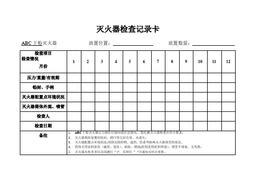 灭火器日常检查表