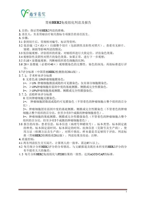 胃癌HER2 免疫组化判读及报告SOP