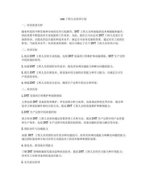 smt工程人员培训计划