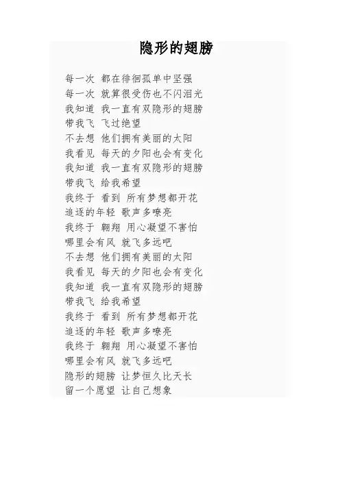 隐形的翅膀歌词