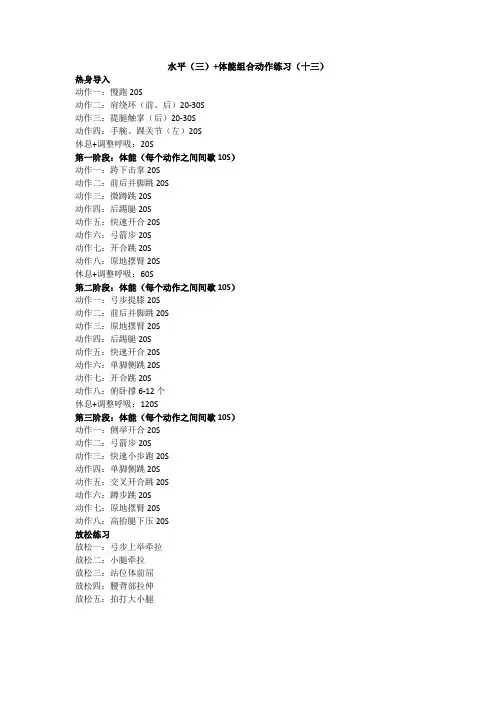 体能组合动作练习水平(三)体能组合动作练习
