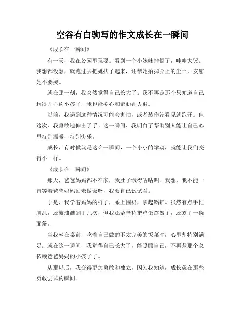 空谷有白驹写的作文成长在一瞬间