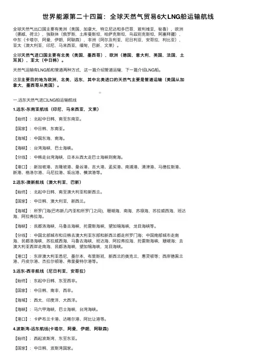 世界能源第二十四篇：全球天然气贸易6大LNG船运输航线