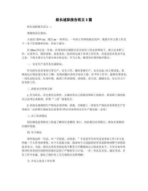 组长述职报告范文3篇