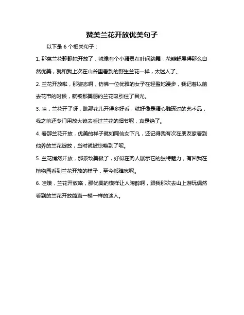 赞美兰花开放优美句子