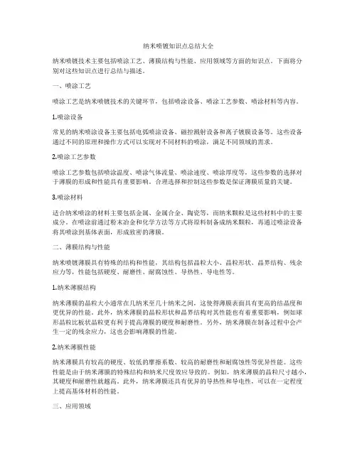 纳米喷镀知识点总结大全