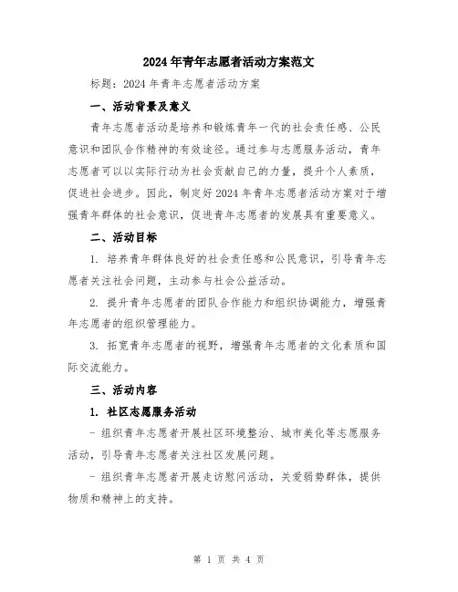 2024年青年志愿者活动方案范文