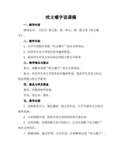 咬文嚼字说课稿