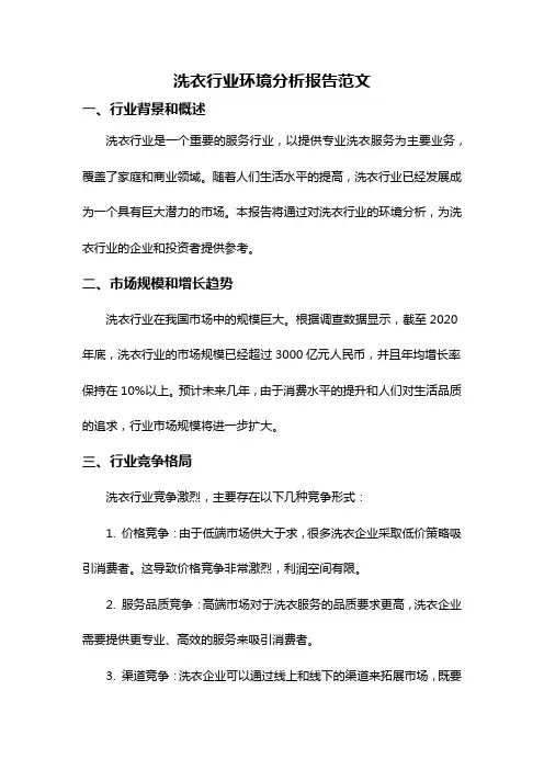 洗衣行业环境分析报告范文