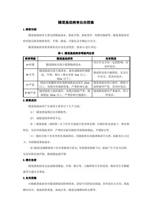 隧道基底病害处治措施
