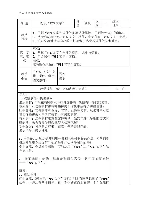 初识“WPS文字”