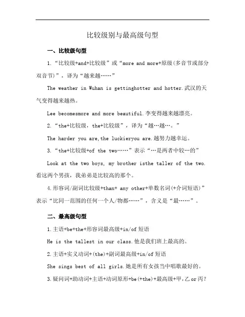 比较级别与最高级句型