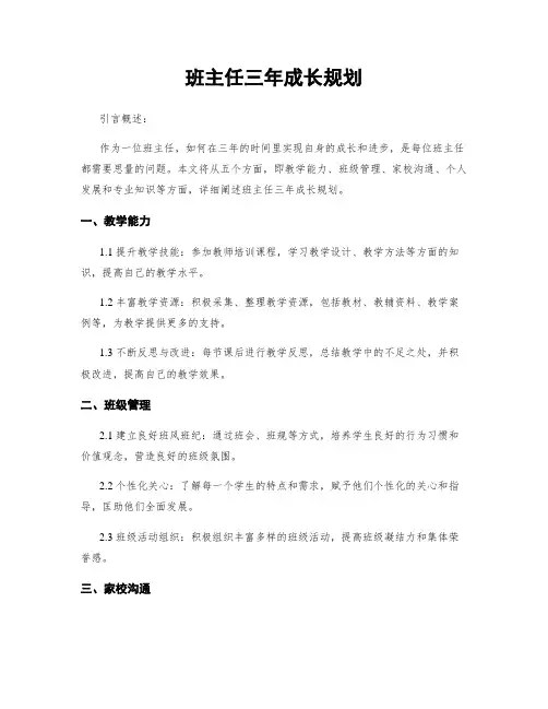班主任三年成长规划