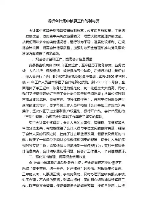 浅析会计集中核算工作的利与弊