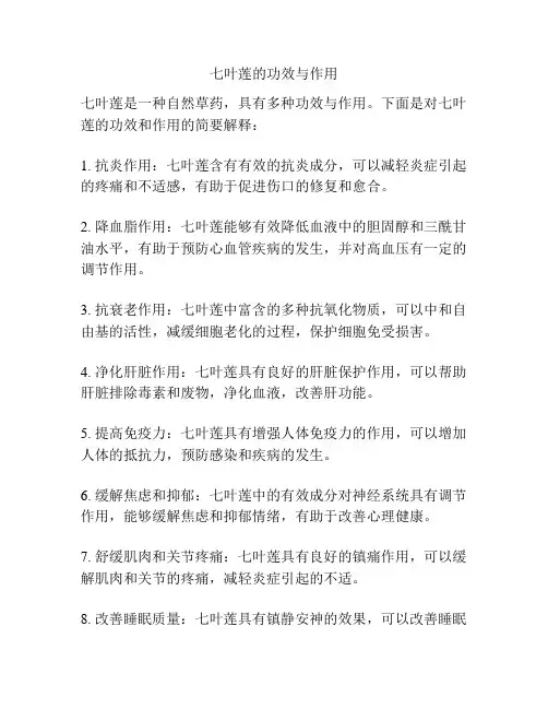 七叶莲的功效与作用