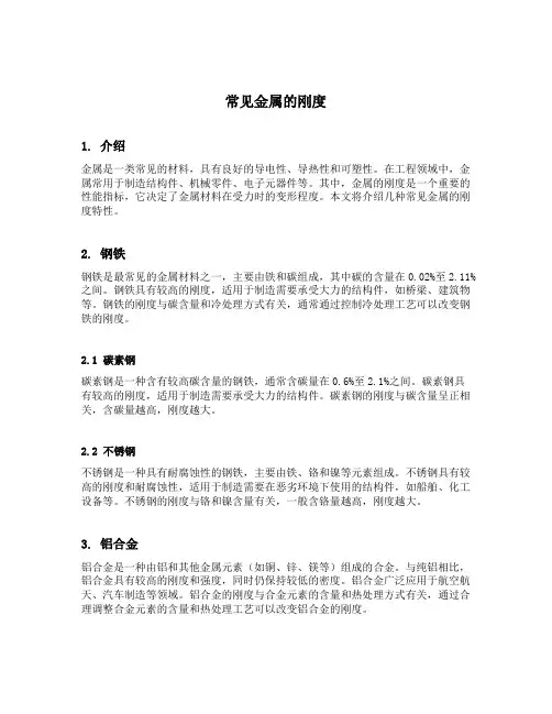 常见金属的刚度