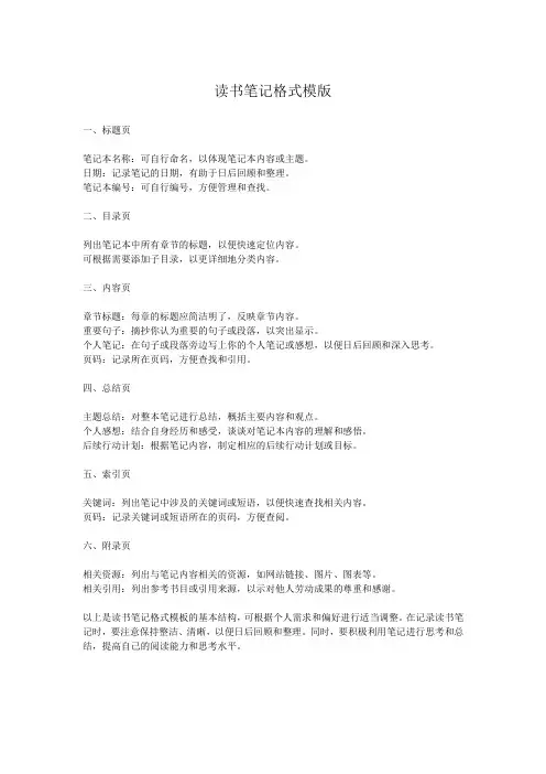 读书笔记格式模版