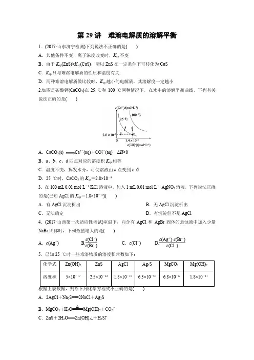 课时作业14：难溶电解质的溶解平衡