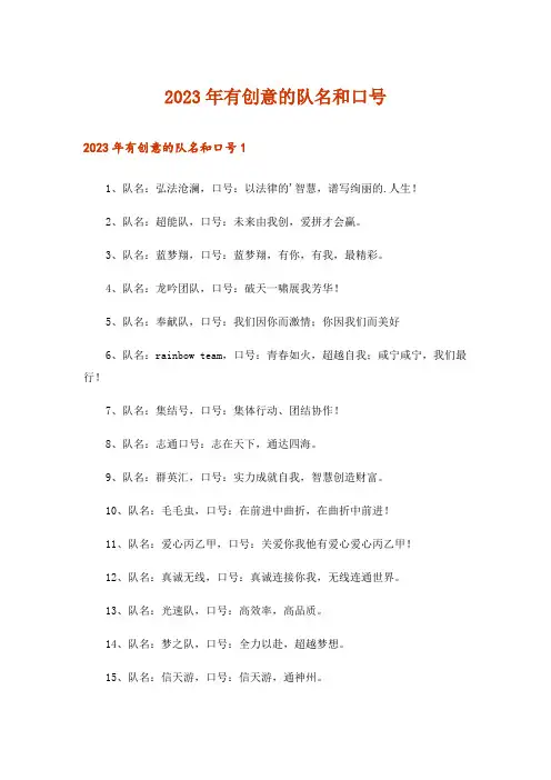 2023年有创意的队名和口号
