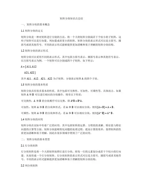 矩阵分块知识点总结