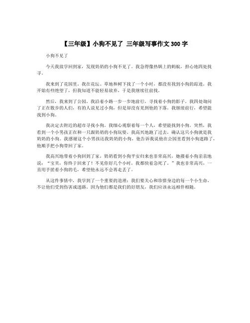 【三年级】小狗不见了 三年级写事作文300字