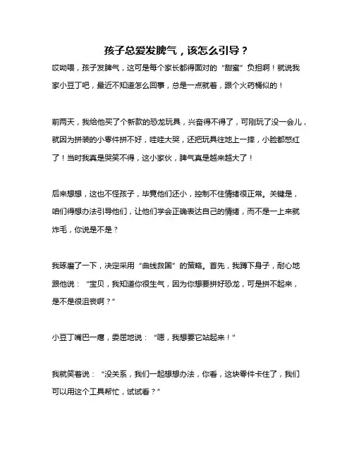 孩子总爱发脾气,该怎么引导？
