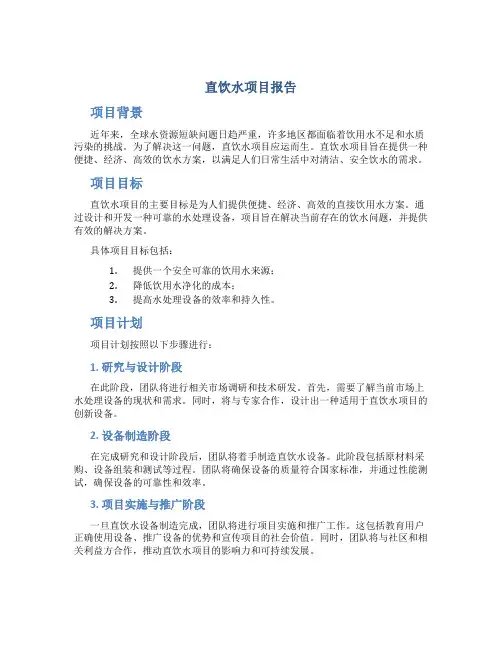 直饮水项目报告