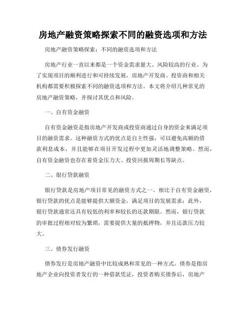 房地产融资策略探索不同的融资选项和方法