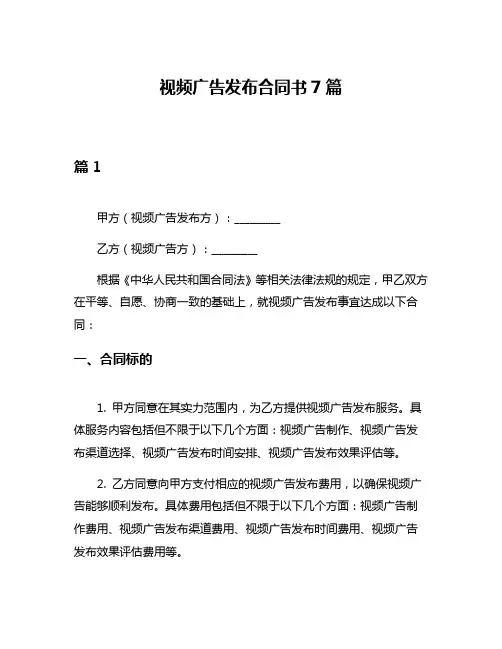 视频广告发布合同书7篇
