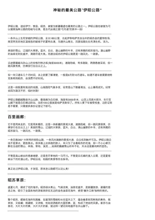 神秘的最美公路”伊昭公路“
