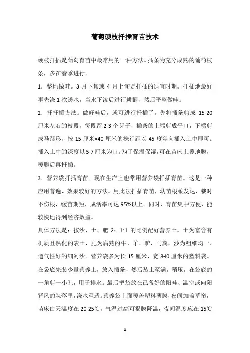葡萄硬枝扦插育苗技术