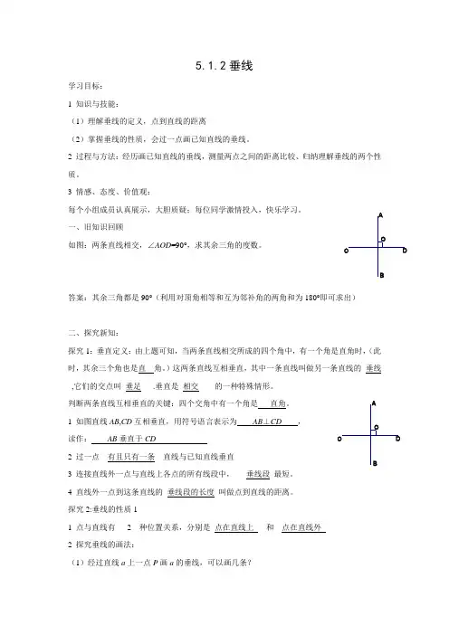 教学设计5：5.1.2 垂线
