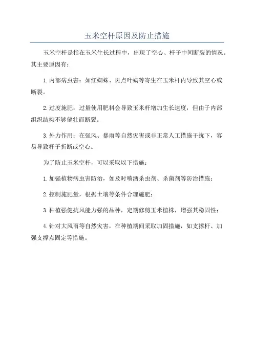 玉米空杆原因及防止措施