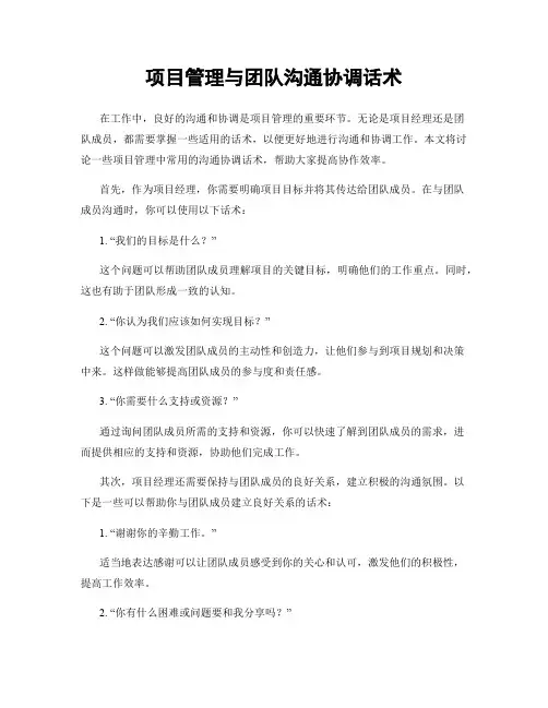 项目管理与团队沟通协调话术