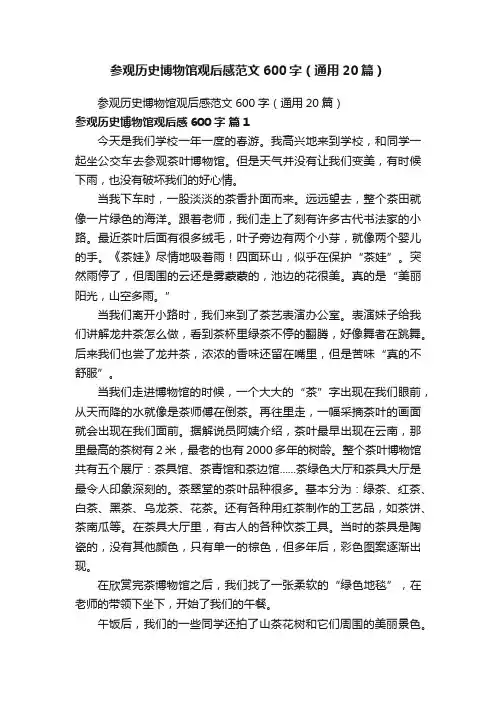参观历史博物馆观后感范文600字（通用20篇）