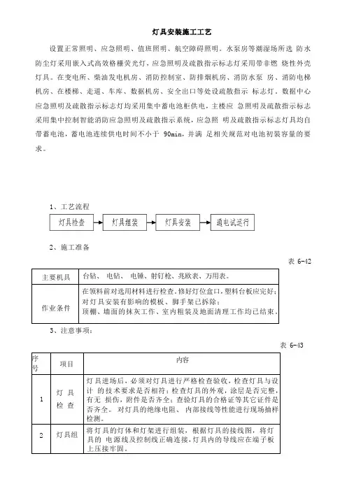 灯具安装施工工艺