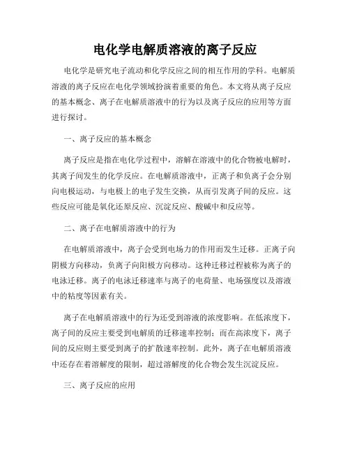 电化学电解质溶液的离子反应