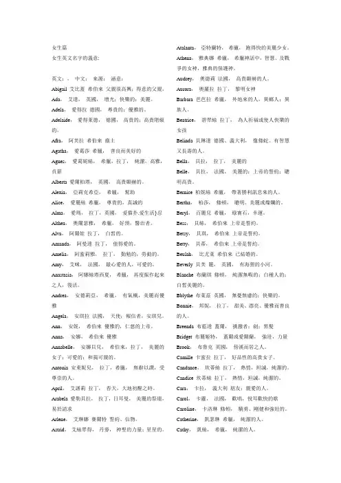 英文名字含义