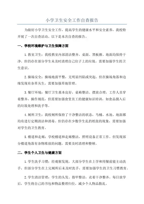 小学卫生安全工作自查报告