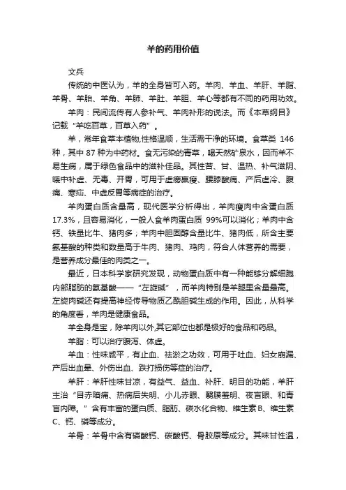 羊的药用价值