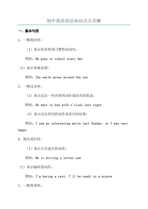 初中英语语法知识点大全解