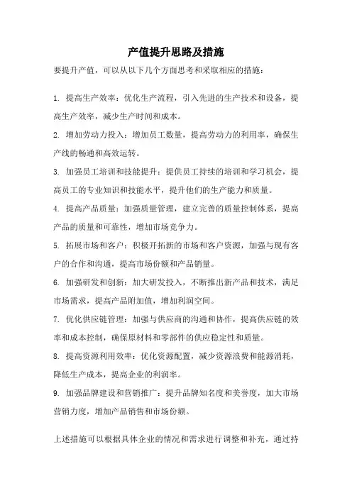 产值提升思路及措施