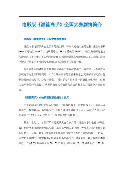 电影版《灌篮高手》全国大赛剧情简介