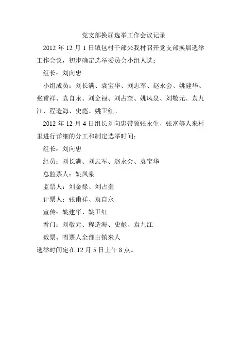 党支部换届选举工作会议记录