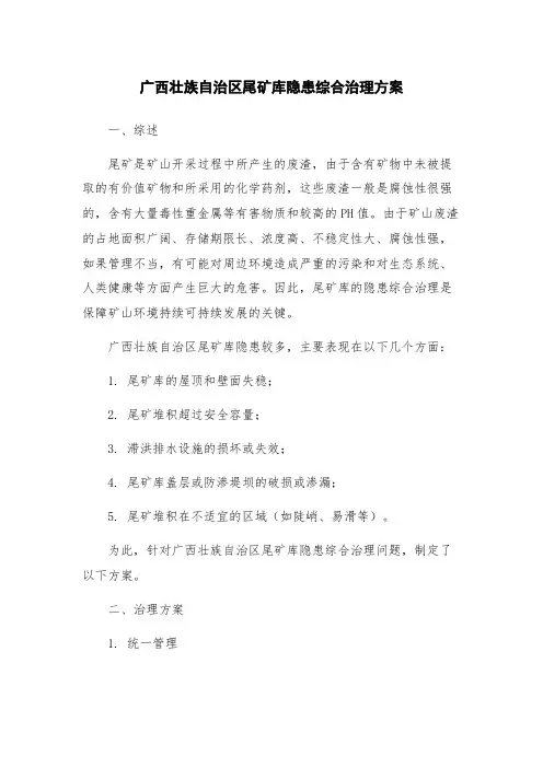 广西壮族自治区尾矿库隐患综合治理方案