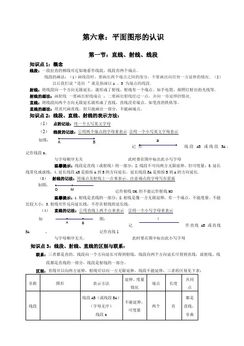 第六章平面图形的认识知识点总结