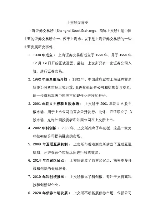 上交所发展史
