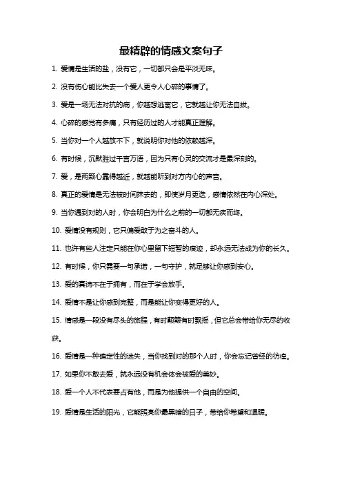 最精辟的情感文案句子